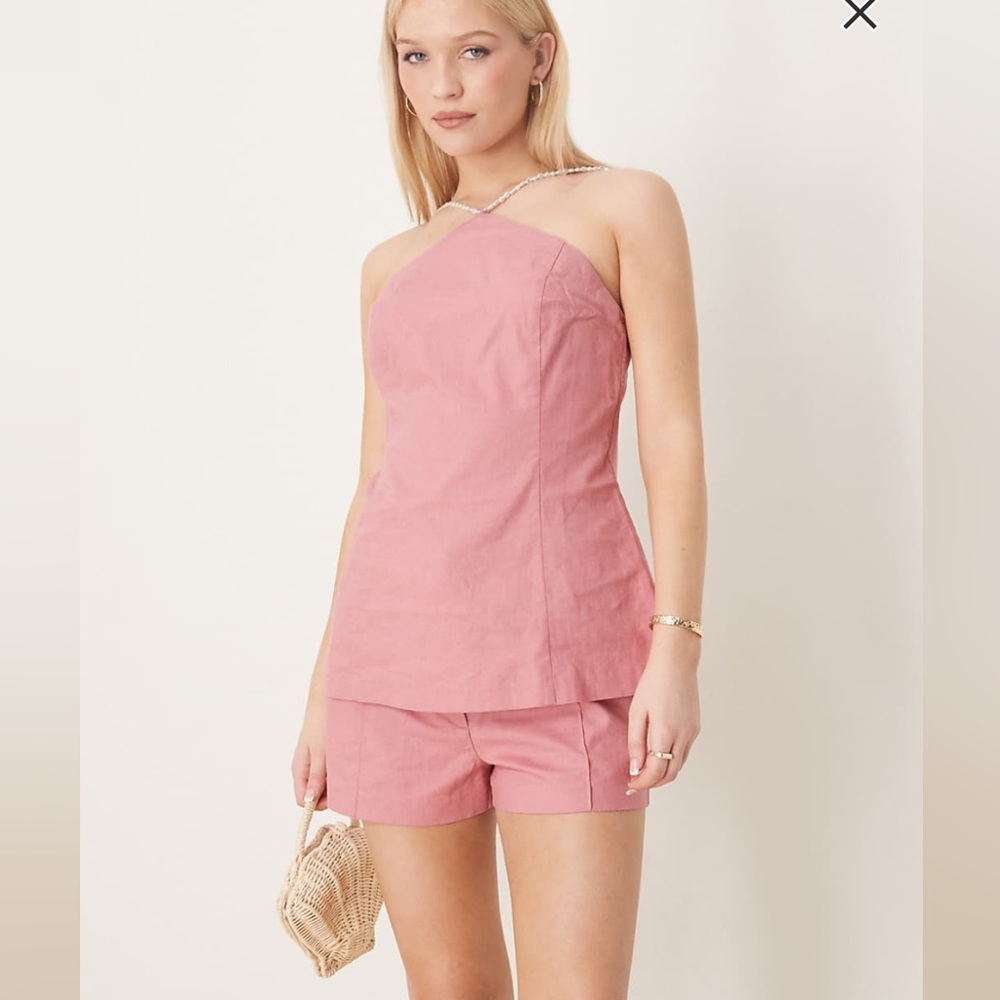 Pink Halter Top and Shorts Set